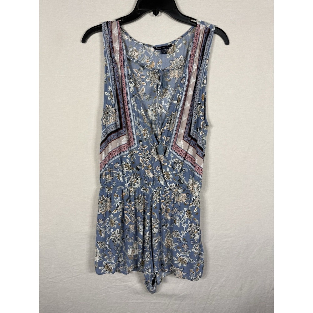 American Eagle Romper Womens Blue Floral Size Medium Sleeveless Elastic Waist